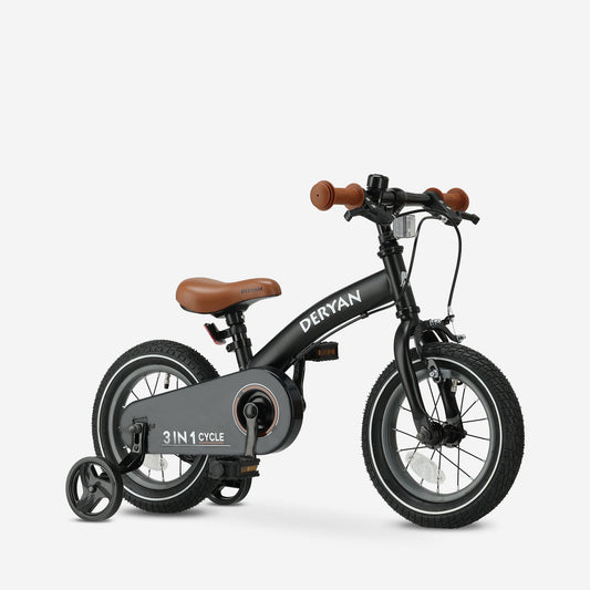Luxury Kids Bike 12 inch - 3 in 1 - Balance Bike Black