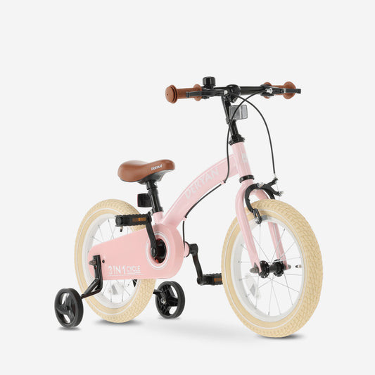 Luxe Kids Bike 14 inch - 3 in 1 - balance bike - Pink