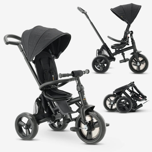 Explorer Luxe Tricycle with push bar - Foldable with basket black